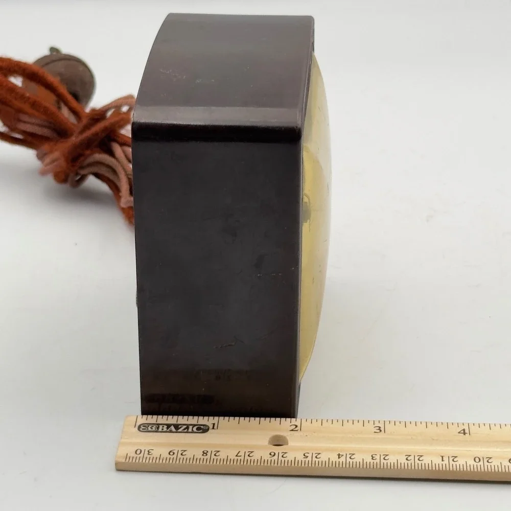 Vintage Elm City Electric Clock New Haven Bakelite Art Deco Brown Square 1930s